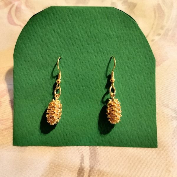 Large Brass Pinecone Earrings Nature/woodsy/outdoors/trees/dangly