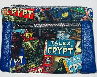 Tales From the Crypt Double Zipper Pouch - Cryptkeeper, Comic Books, Horror Fans. Makeup or Travel Bag.