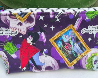 Beetlejuice Cosmetic Bag: Lydia Deetz, Sandworm, Graveyard. Makeup Bag, Zipper Pouch.