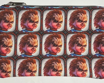 Chucky Zipper Pouch: Child’s Play, Killer Doll, Charles Lee Ray, Horror Movies.