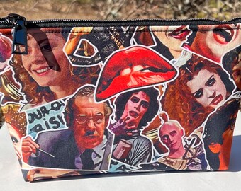 Rocky Horror Picture Show Cosmetic Bag: Frank-N-Furter, Magenta, Columbia, Riff Raff. Travel Bag, Zipper Pouch.