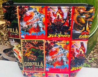 Godzilla Cosmetic Bag: Kaiju, King of the Monsters, Movie Posters. Makeup Bag, Zipper Pouch.