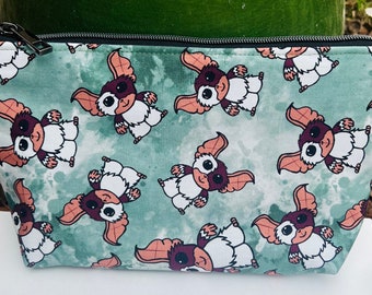 Gremlins Cosmetic Bag: Gizmo, Mogwai, Stripe. Horror Movies. Makeup Bag, Zipper Pouch.