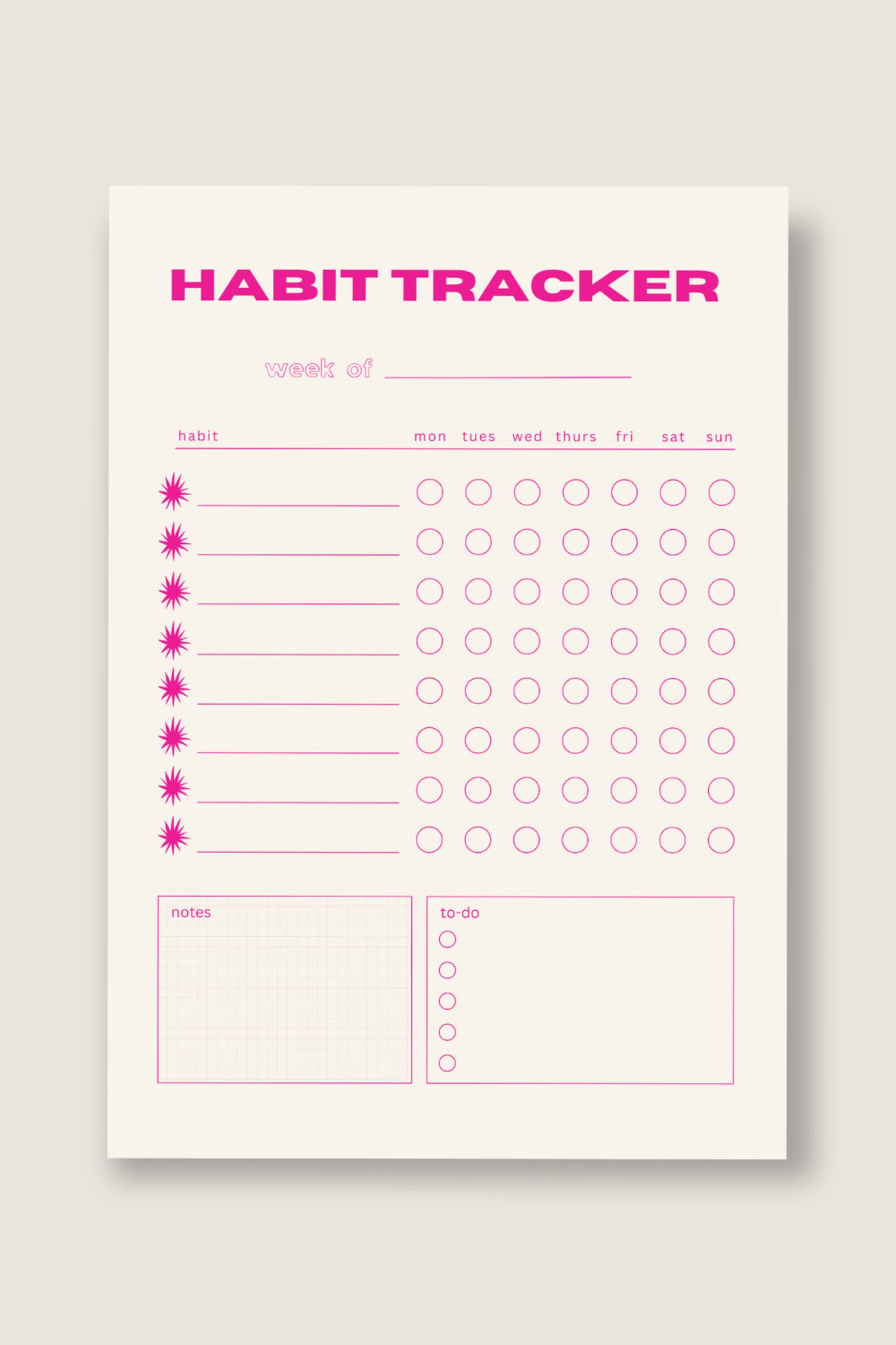 Aesthetic Weekly Habit Tracker - Printable Digital Download - Etsy