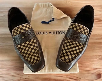 Louis Vuitton Damier Heren Sauvage Pony Hair lederen loafers