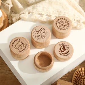 Personalized Wooden Baby Tooth Storage Box, Tooth Fairy Holder for Kids, Baby Tooth Keepsake Box, Engraved Tooth Fairy Box, Baby Shower Gift