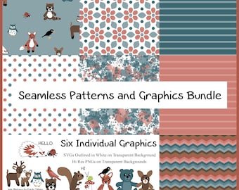 Forest Friends Seamless Patterns and Graphics Bundle for Baby and Toddler