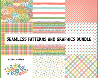 Happy Hillside Floral Seamless Patterns and Graphics for Baby Toddler Kids