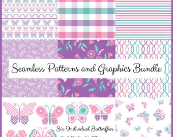 Butterfly Seamless Patterns Digital Bundle for Baby and Toddler