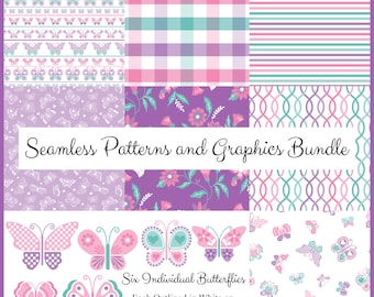 Butterfly Seamless Patterns Digital Bundle for Baby and Toddler