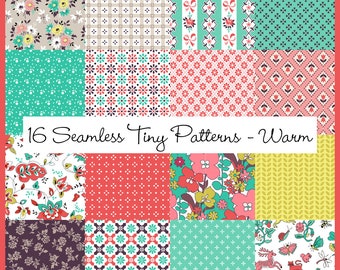 16 Tiny Miniature Seamless Patterns for Dolls Doll Clothes Dollhouses - Warm