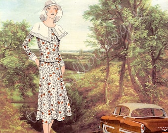 Collage artístico surrealista de paisaje natural con una dama a la moda de los años 20. Impresión de 8 x 10 pulgadas.