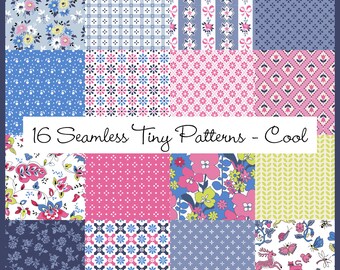 16 Tiny Miniature Prints Seamless Patterns Bundle for Dolls Dollhouse - Cool