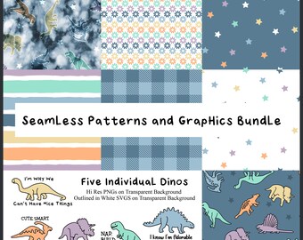 Dinosaurs Seamless Patterns and Graphics Bundle for Baby and Toddler