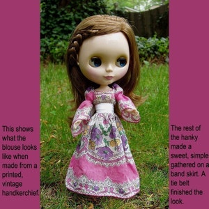 Blythe Doll Vintage Handkerchief Peasant Blouse Pattern w/ Photo Instructions in PDF Format image 5