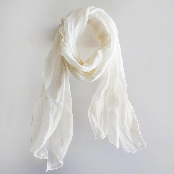 Linen Scarf Women White Linen Shawl Summer Scarf, Linen Headscarf