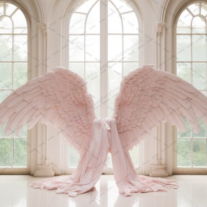 Fine Art Digital Backdrop Pink Angel Wings Maternity Boudoir Wedding Fantasy Photography