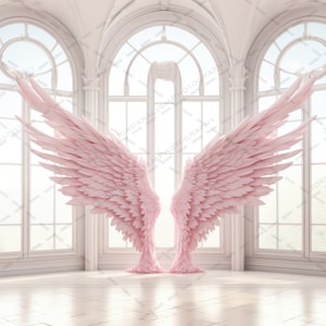 Fine Art Digital Backdrop Pink Angel Wings Maternity Boudoir Wedding Fantasy Photography