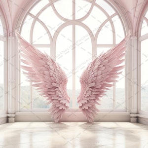 Fine Art Digital Backdrop Pink Angel Wings Maternity Boudoir Wedding Fantasy Photography