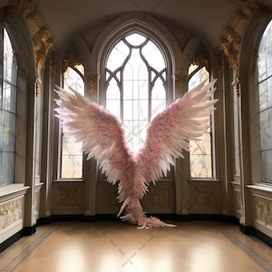 Fine Art Digital Backdrop Pink Angel Wings Photography Composite Maternity or Boudoir Portrait Overlay