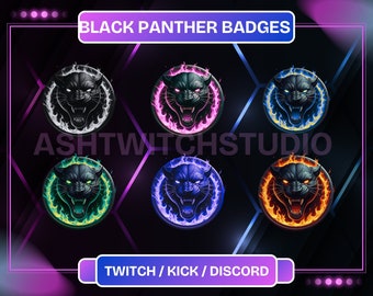 Panther Twitch Sub Badges (Bits, Subs, 6 Badges) - Animal Inspired Badges - Premade Twitch Artwork Ready To Use.
