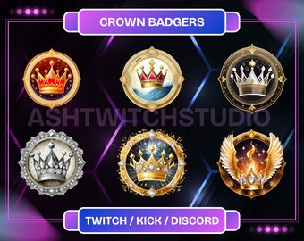 Crown Twitch Sub/Bit Badges (Twitch) | Stream Badges | Twitch Graphics | Diamond Badges | Jewelry Badges.