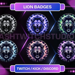 Odznaki Lwa | Odznaki Twitch Bit/Sub | Natychmiastowe pobieranie | Gotowe grafiki do streamów dla streamerów | Odznaki zwierząt.