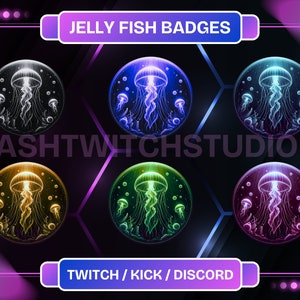 Jelly Fish Twitch Sub Badges | Stream Sub & Bit Badges | Sea Creatures Bit Badges | Twitch Graphics For Streaming.