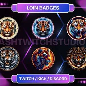 Odznaki Lion Sub lub Bit dla serwisów Twitch, Discord i Youtube | Odznaki zwierząt | Odznaki kreskówek | Gotowe grafiki dla wszystkich streamerów.
