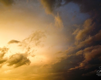 Stormy Sky Photography Print Wall Art, Picture of Storm Clouds Being Chased Away by Sunlight, Storm Photography, Light and Dark Decor