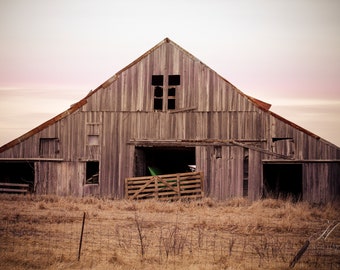 Country Barn Photograph – Old Brown Barn in a Field - Rustic Farm Print - Farm Landscape Photography Photo Print Artwork Decor