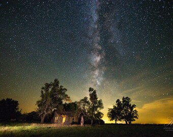 Milky Way Photography - Night Sky Print - Celestial Decor - Fine Art Photography of the Night Sky - Kansas Landscape