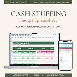 Cash Stuffing Budget Spreadsheet | Google Sheets & Excel Budget Planner | Digital Cash Envelope Tracker | Sinking Funds Workbook