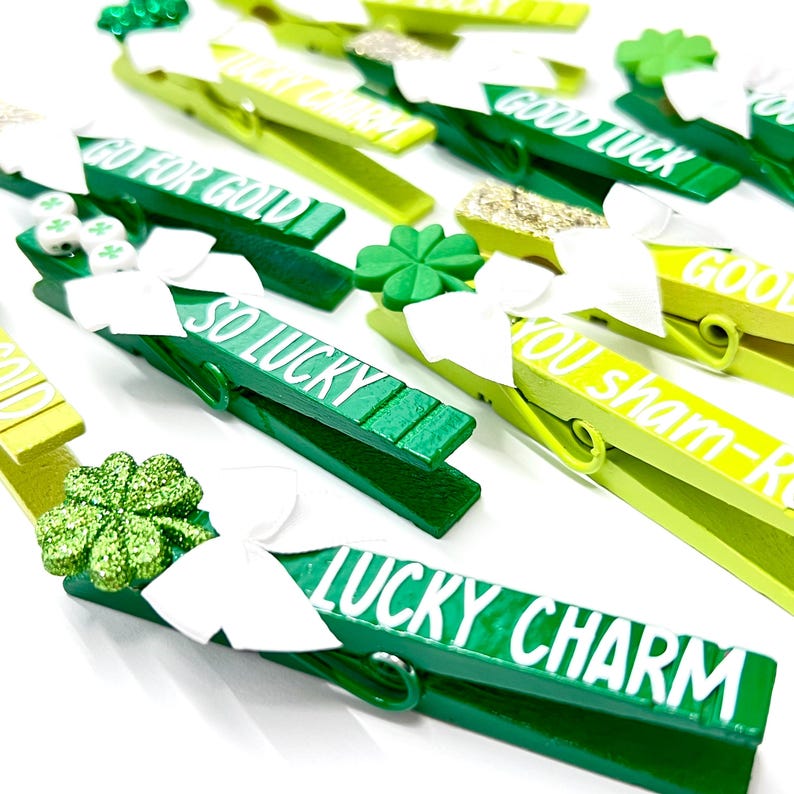 Wooden Clothespins Good Luck Cheer Clothes Pins