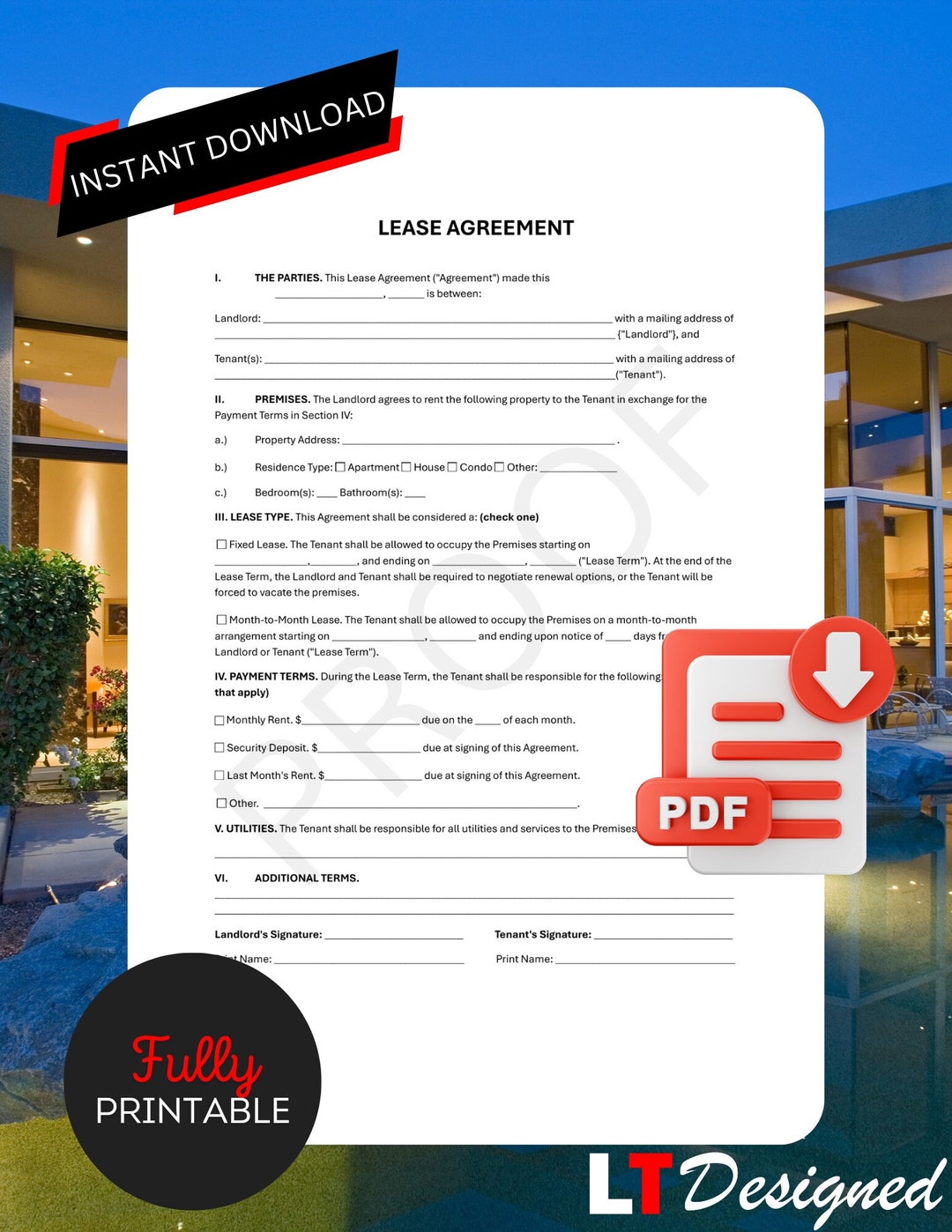 Lease Agreement - Residential Rent Agreement - Landlord/tenant - Ready ...