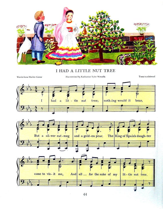 I Had A Little Nut Tree Nursery Rhyme Print 1945 First Etsy