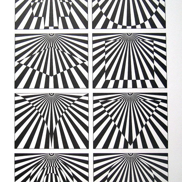 RESERVED Optical Illusion - Geometric Shapes Black and White - 1970 Vintage Print 12 x 8.5 p79