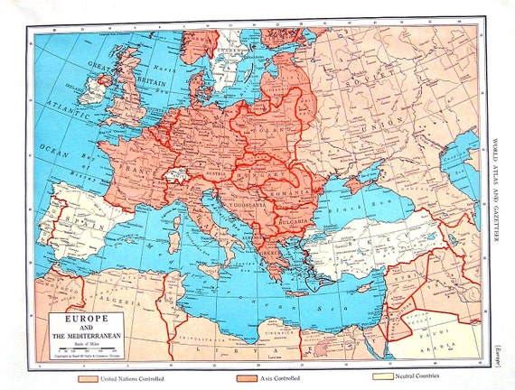 Jahrgang 1944 Karte Europa-Karte im Fernen Osten Karte