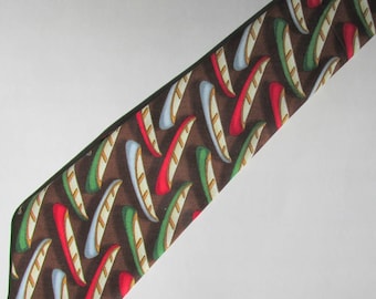 Brown Tie with Red and Green Canoes, Canoe Necktie, Canoe Tie, Canoeing Necktie, Canoeing Tie, Paddling Tie