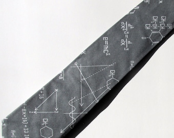 Calculus Teacher, Physics Teacher Gray Necktie, Science Teacher Tie, Man Teacher Gift, Male Teacher Gift, Chemistry Tie