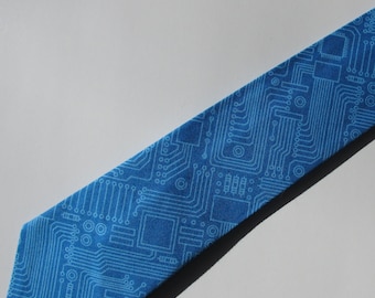 Computer Circuit Board Blue Necktie, Geek Tie, Computer Teacher Tie, Computer Tie, Geeky Gift, Computer Science Teacher