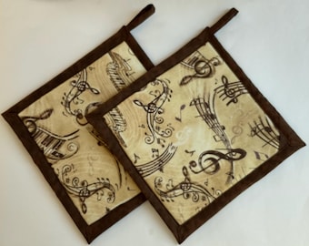 Agarraderas musicales, agarraderas beige y marrón, soportes para partituras, almohadillas para calentar música, alfombrillas para calentar música, almohadillas para calentar música, regalo para profesores de música