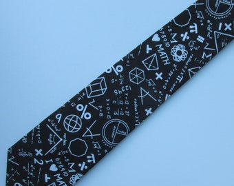 Science Chemistry Physics Math Teacher Black Necktie,  Teacher Gift, Man Teacher Gift, Male Teacher Gift, Physics Teacher Tie