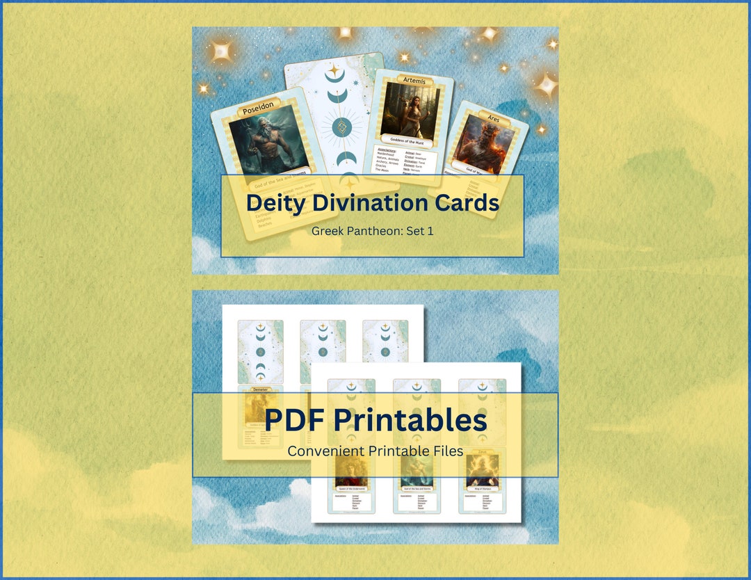 Greek Deity Notes Greek Deity Cards Printable Set 1 - Etsy