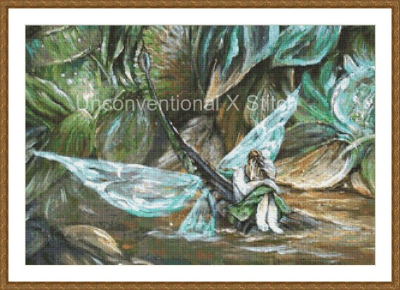 Items similar to Fairy cross stitch pattern modern counted cross Black fairy cross stitch pattern