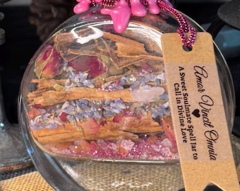 Amor Vincit Omnia A Sweet Soulmate Spell Jar to Call in Divine Love | Witch Bottle | Love Spell | Wiccan Altar