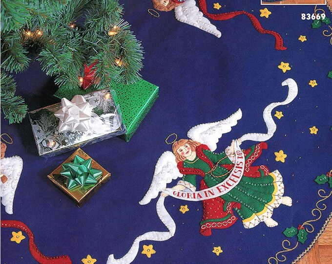 Vintage Bucilla Tree Skirt Kit Felt Appliqué Celestial Etsy