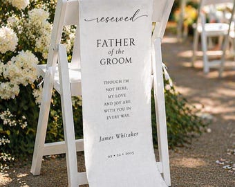Dubbelzijdige bruiloft herdenkingsstoel bord gereserveerde stoel in Loving Memory Fabric Banner