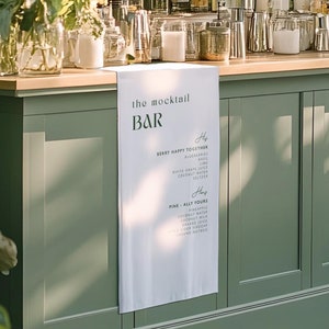 Enseigne de bar personnalisée en lin sans alcool, Bannière de menu de bar de mariage personnalisée, Menu de bar de mariage, Décoration de mariage, Enseigne personnalisée, Enseigne de bar en tissu