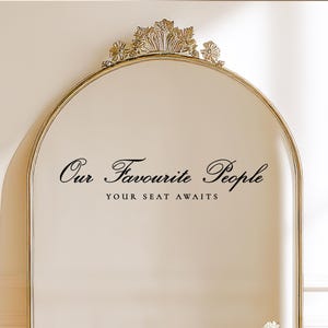 Elegant Mirror Seating Chart Decal – “Our Favourite People” Wedding Welcome Sign